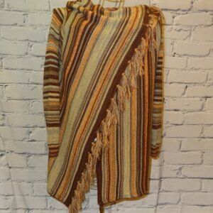 Unique KERENhart Multi-Colo Long Sleeve Cardigan w/Fringe